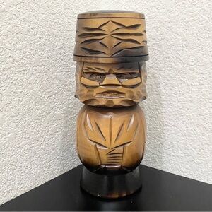 Vintage Large Nipopo Kokeshi Ainu Hokkaido Carved Wood 10.5” Wooden Tiki Doll
